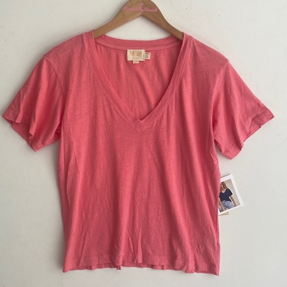 *PINK* NATION LTD Nina Vintage Fit V-neck short sleeve, Style # 2157CN, NWT, XS - Picture 2 of 8